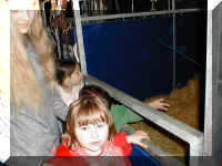 Mette og jeg klapper heste i cirkus Arena